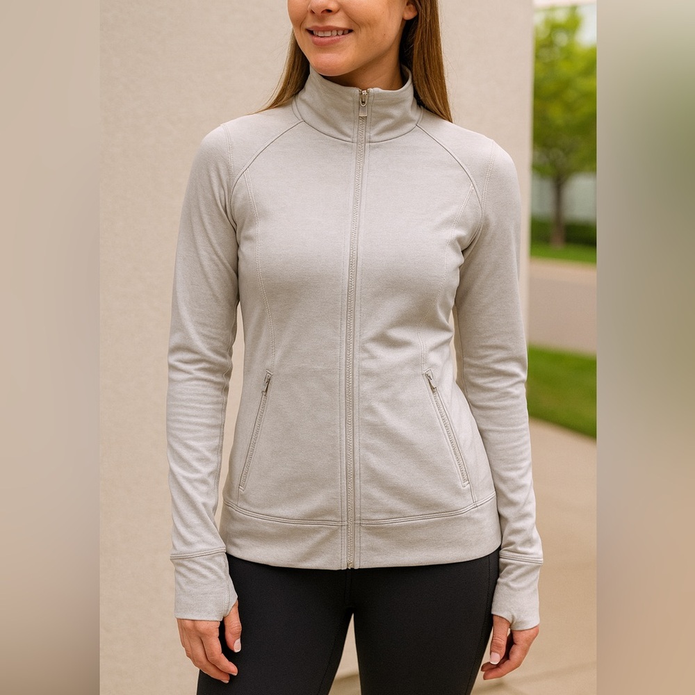 Lululemon Full-Zip Jacket — Light Grey, Size 4